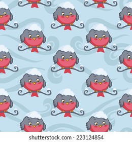 bullfinch seamless pattern