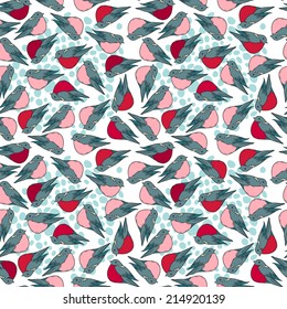 bullfinch seamless texture, vector illustration