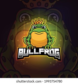 The bullfrog mascot esport logo design of illustration