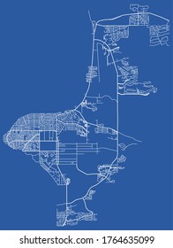 Bullhead City, Arizona, USA – Urban roads map, city transportation network, streets, downtown and suburbia, minimalist town poster