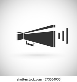 Bullhorn big monochrome icon. Just fill it with any other color and paste to project. Vector pictogram.