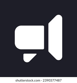 Bullhorn dark mode glyph ui icon. Social media public channels. User interface design. White silhouette symbol on black space. Solid pictogram for web, mobile. Vector isolated illustration