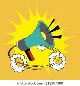 Bullhorn design over yellow background, vector illustration