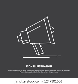 Bullhorn, digital, marketing, media, megaphone Icon. Line vector symbol for UI and UX, website or mobile application