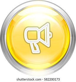 Bullhorn glossy realistic vector button