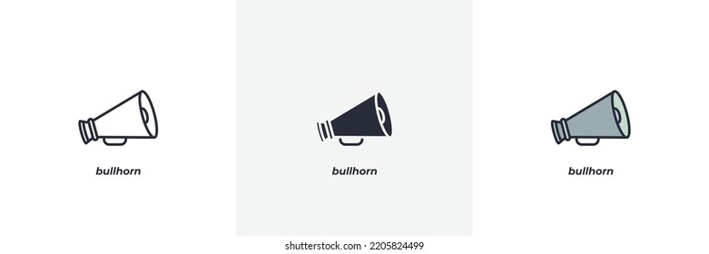 Stierhornsymbol. Linie, solide und gefüllte Umrissversion, Umriss und ausgefülltes Vektorzeichen. Idea Symbol, Logo-Illustration. Vektorgrafik