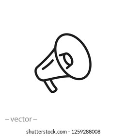 bullhorn icon, megaphone line vector illustration on white background - editable stroke