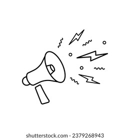 bullhorn icon, megaphone line vector illustration on white background - editable stroke