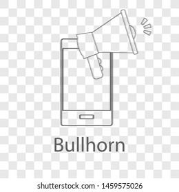 Bullhorn icon on transparency background. Flat style vector illustration.