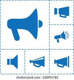Bullhorn icon. set of 6 bullhorn filled icons such as 