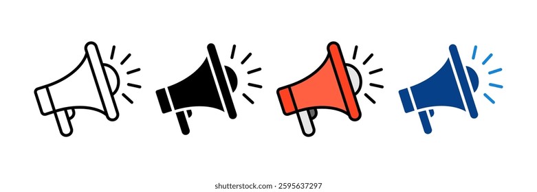 Bullhorn Icon Set Multiple Style Collection