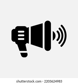 Bullhorn icon in solid style about communication, use for website mobile app presentation