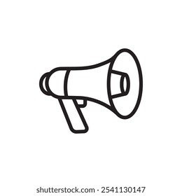 Icono de megáfono Ilustración plana de línea delgada