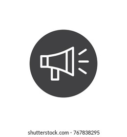 Bullhorn icon vector, filled flat sign, solid pictogram isolated on white. Speaker megaphone symbol, logo illustration.