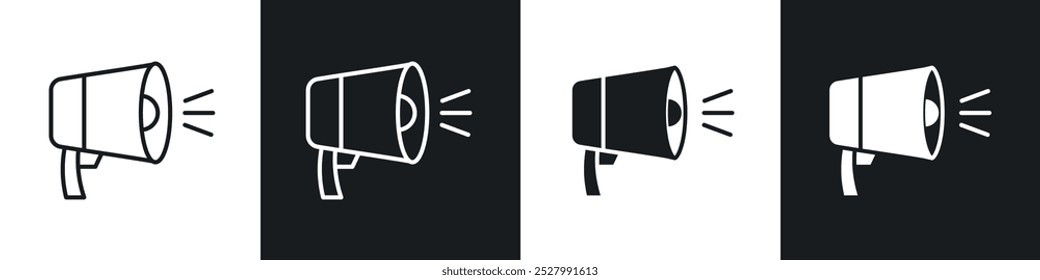 Bullhorn icon vector icon set black filled and outlined style.