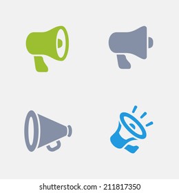 Bullhorn Icons. Granite Series. Simple glyph style icons in 4 versions. The icons are designed at 32x32 pixels.