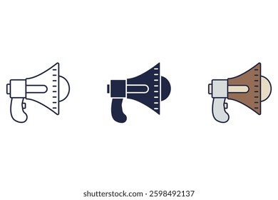 bullhorn icons isolated on White Background. Flat style design