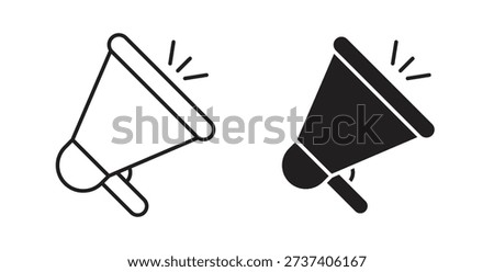 Bullhorn icons in line designs. solid silhouette style in black