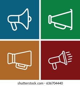 Bullhorn icons set. set of 4 bullhorn outline icons such as
