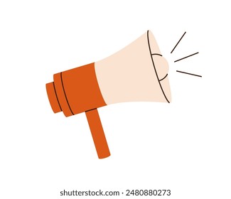 Bullhorn, loudspeaker icon. Loud speaker for sound amplifying, broadcast. Megaphone amplifier for announcement, advertising. Alarm, alert device. Flat vector illustration isolated on white background