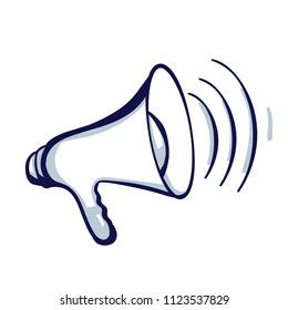Bullhorn or megaphone, loudspeaker, Hand Drawn vector Illustration isolated on white
