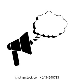 Bullhorn or megaphone with speech bubbles vector icon