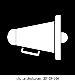 bullhorn or megaphone symbol vector icon on a black background
