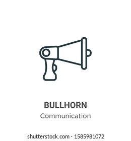 Bullhorn outline vector icon. Thin line black bullhorn icon, flat vector simple element illustration from editable communication concept isolated on white background
