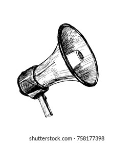 The Bullhorn Sketch. Vector Hand Drawn Illustration.