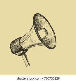 The bullhorn sketch. Vector hand drawn illustration.