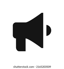 Bullhorn solid icon. Megaphone, loudspeaker, mouthpiece glyph vector symbol.