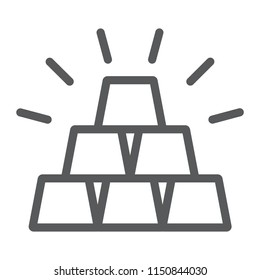 Bullion line icon, finance and banking, gold sign, vector graphics, a linear pattern on a white background, eps 10.