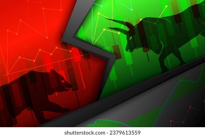 Bullish and Bearish Stock Market or Cryptocurrency Banner. Candlestick graph backdrop for dynamic visuals on market trends, investing, and crypto finance concepts for financial presentations