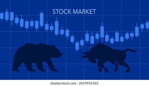 Bullish and Bearish in stock Market or forex trading suitable for Stock Marketing or Financial Investment.