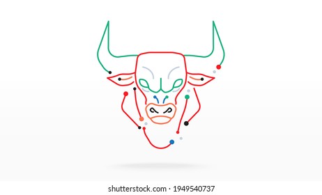 Bullish buffalo head digital dot line elements icon sign