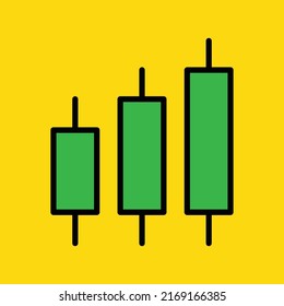 Icono de la gráfica Bullish Candlestick para el comercio de divisas, la bolsa de valores y el análisis de precios criptográficos.