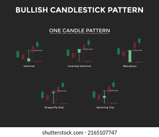 Bullish Candlestick Chart Pattern One Candle Stock Vector (Royalty Free ...