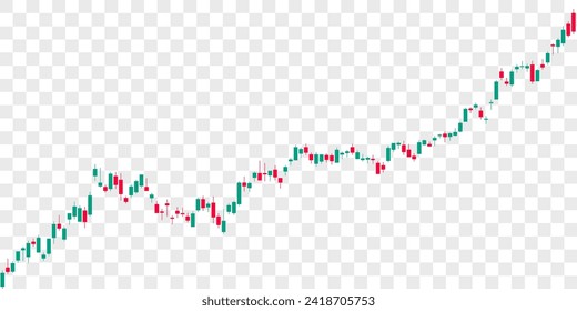 Bullish candlestick trading graph isolated on transparent background. Trade of stock of financial index. Chart of forex with candles. Bullish point. Vector concept trading cryptocurrency, investment