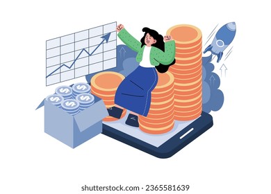 Bullish crypto coin Illustration concept on white background