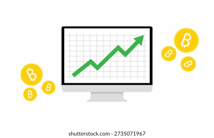 Bullish graph cryptocurrency on computer screen.