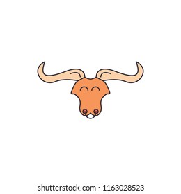 Bullish head icon, cartoon style