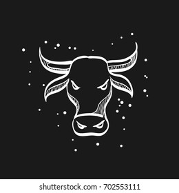 Bullish icon in doodle sketch lines. Finance, speculation, trend 