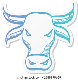 Bullish icon in sticker color style. Finance, speculation, trend