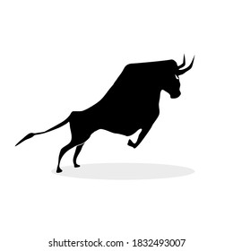 Bullish market on stock market. Bull symbol. silhouette Bull. Growing market