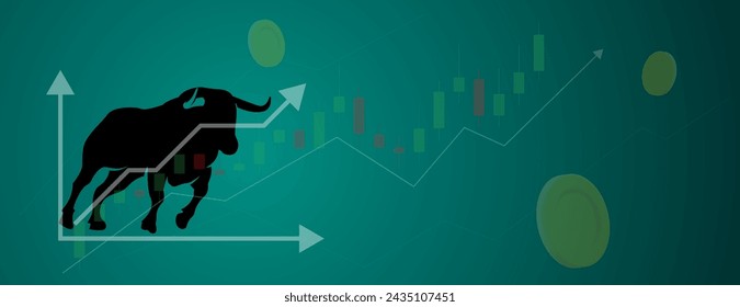 bullish market trend in cryptocurrency. Trade exchange banner background design. vector illustration