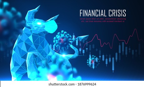 Bullish with mask fight against financial crisis from virus pandemic graphic concept suitable for financial investment or Economic background