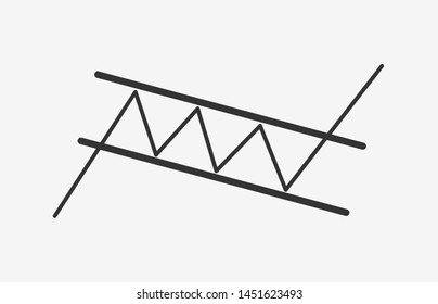 Bullish Rectangle - continuation price chart pattern figure technical analysis. Strong uptrend between two parallel levels. Stock, cryptocurrency graph, forex analytics, trading market breakouts icon