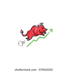 Bullish stock market progression cartoon