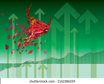 Bullish symbols on stock market vector illustration. vector Forex or commodity charts, on abstract background. The symbol of the the bull. The growing  market.