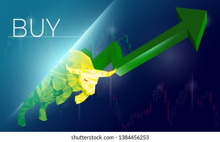 Bullish symbols on stock market vector illustration. vector Forex or commodity charts, on abstract background. The symbol of the the Bull. The stock market up turn